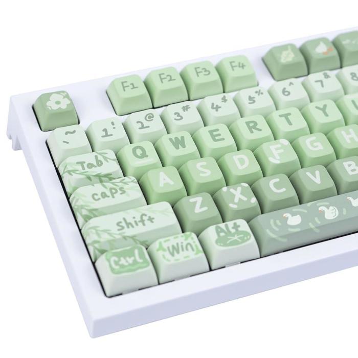 PBT 133 Keys Anime Keycaps, Matcha Green Dye-Sublimation Customized Cute Keycap, XDA Profile Keycaps Set for Cherry Gateron MX Switches Mechanical Gaming Keyboards