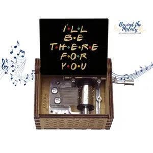 Beyond The Melody Friends "I'll Be There for You" Wooden Music Box Hand-Cranked Musical Keepsake for Kids & Travel Lovers Eco-Friendly & Compact Design