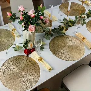 2/6/8/12 Piece Round PVC Placemats Set, Hollow Non-Woven Fabric, Heat Resistant Table Mats, Anti-Slip Cup Coasters, Nordic Modern Style Decorative Charger Board, Kitchen Decorative Placemat