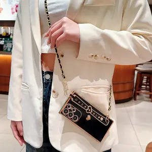 Electroplated Solid Heart Phone Case Cover Casing for Samsung Galaxy S26 S25 S24 S23 S22 S20fe S21 Ultra S22 Plus, Includes Crossbody Strap and Wristband