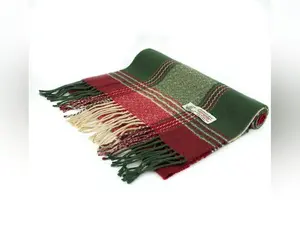 Green Plaid Cashmere Feel Scarf
