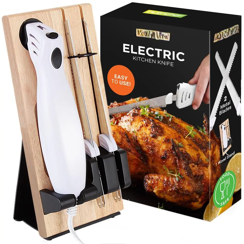 Electric Carving Turkey Slicer Kitchen | For Thanksgiving Portable Electrical Food Set With & Wood Stand Cuts Meat  Bread Cheese Fruit