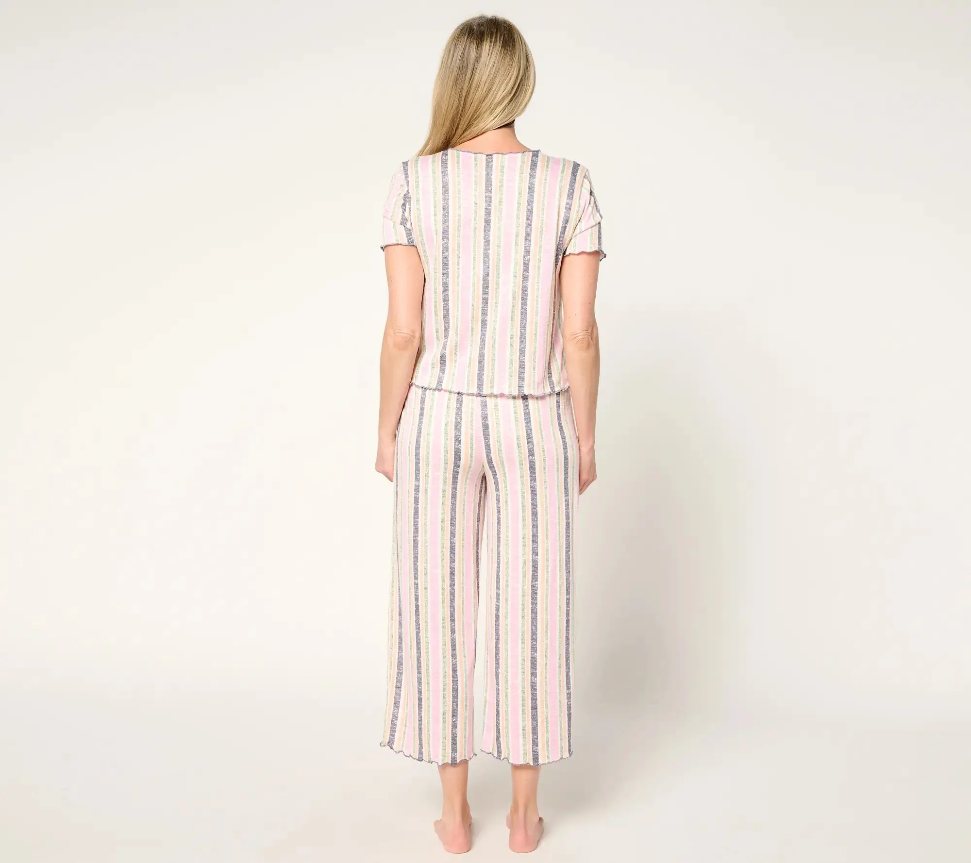 Sunday Brunch Crinkle Jersey Short Sleeve & Cropped Pant Lounge Set