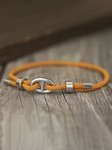 Men's Simple Rope Bracelet Metal Chain Handmade Nautical Jewelry Adjustable Sliding Clasp, Casual Style for All Seasons Adjustable Bracelets