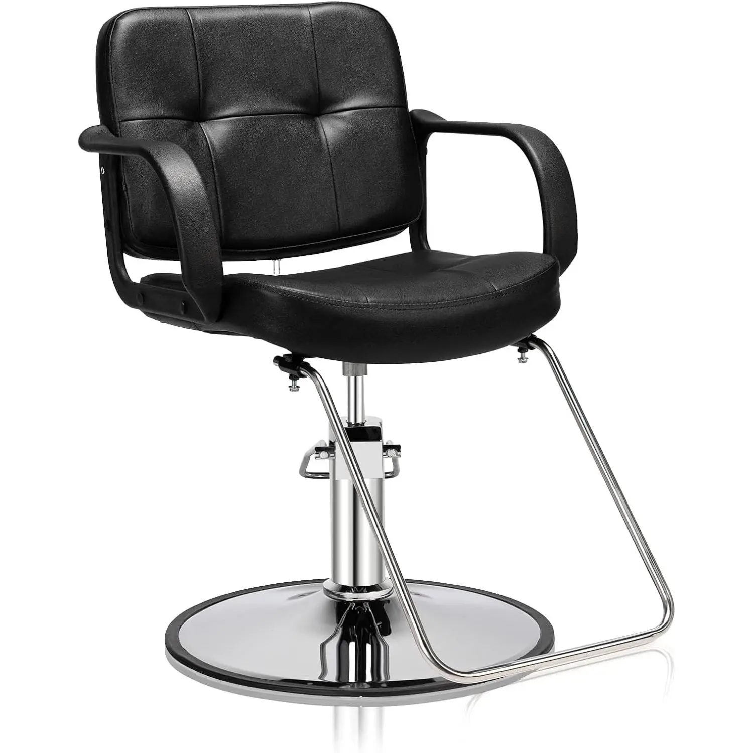 OmySalon Ergonomic Sturdy Metal Barber Chair - Heavy-Duty Hydraulic Swivel Salon Styling Chair with Cushion Seat, Commercial Salon Furniture for Stylists, Adjustable