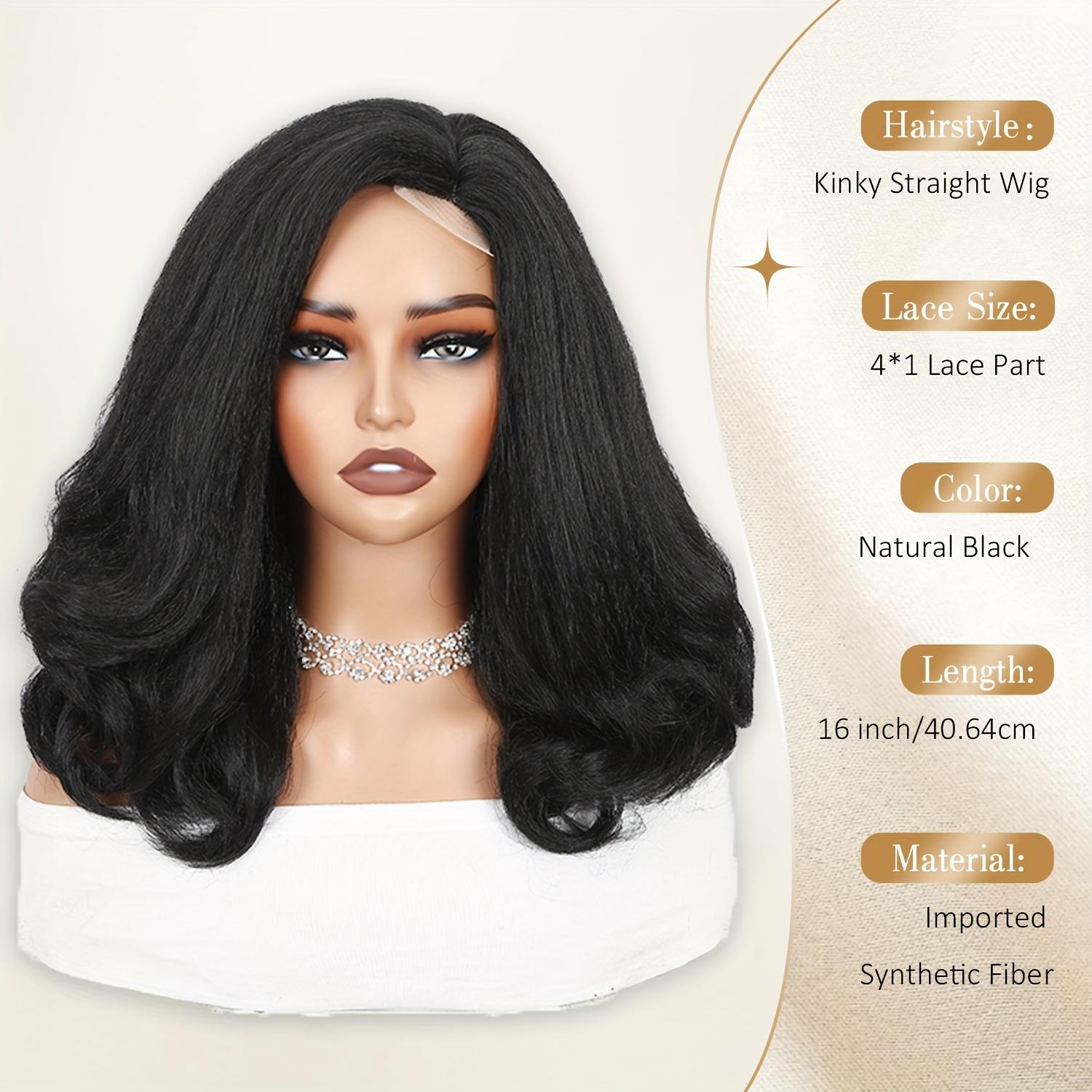 Yaki Curly Wig 4x1 Side Part Synthetic Wig Yaki Textural Body Wave Wig Layered Wavy Wigs for Women Heat Resistant Fiber Daily Life Party or Cosplay Use Women's Day
