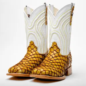 Butter Mini Pirarucu Leather Boots - Square Toe Butter Mini Pirarucu Leather Boots - Square Toe