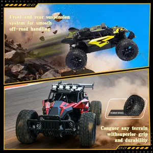 1:18 Scale RC Monster Truck for Boys Aged 3+, 2.4GHz High-Speed 20km/h Electric Off-Road Vehicle, Double Power Dual 1000mAh Rechargeable Batteries, All-Terrain Tires, Shock System, ABS Body, Ideal Sports & Outdoor Racing Gift