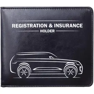 Car Registration & Insurance Holder with Magnetic Closure, Vehicle Document Organizer, Auto Glove Box Wallet, Includes 2 EZ Pass Strip Sets