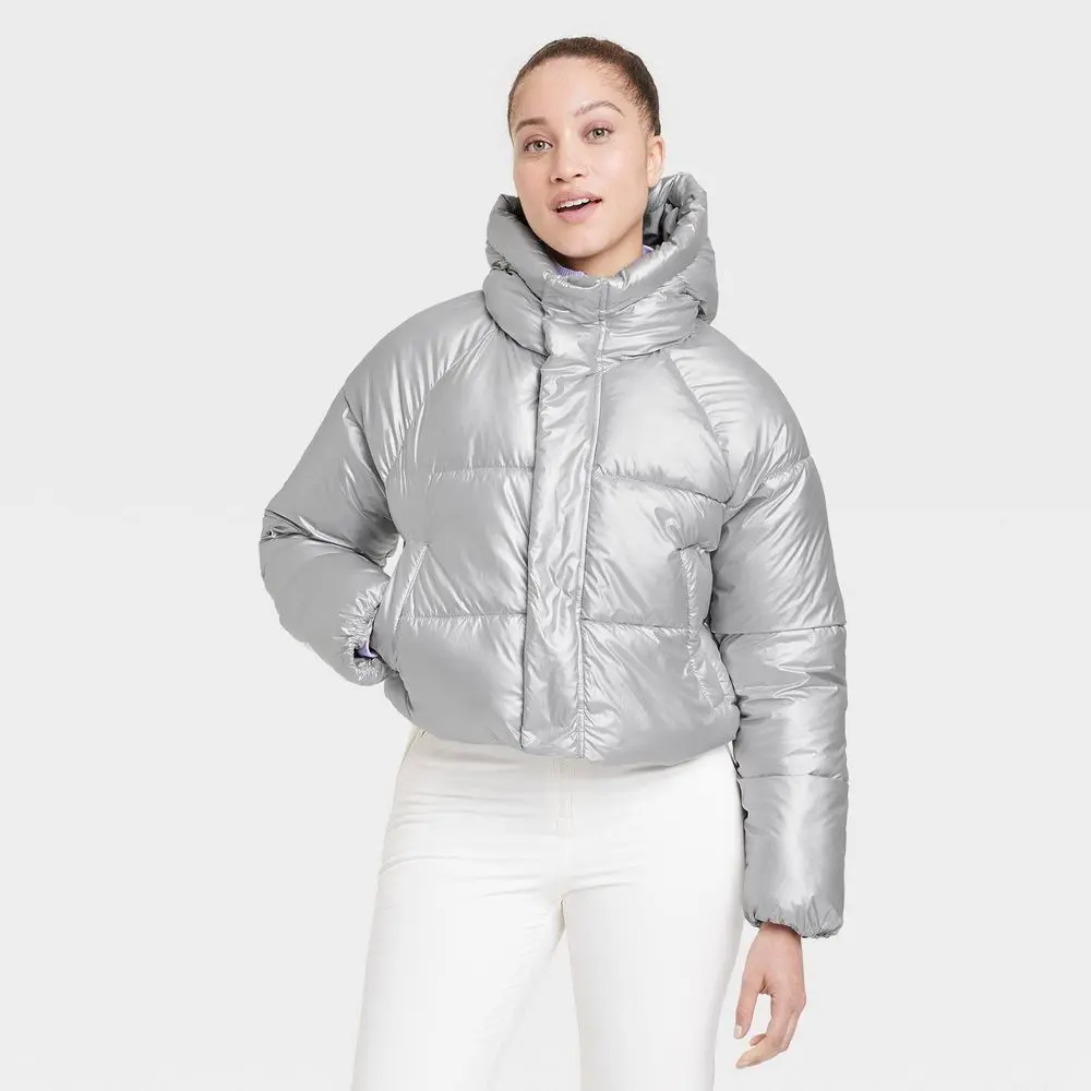 All In Motion Women's Cropped Winter Hooded Wind-Resistant Snow Sport Jacket