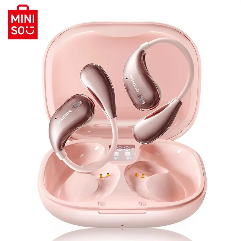 MINISO X33 Open Ear Earphones - Audio Earbuds Headphones, Wireless BT Headset for Gaming, Waterproof Plastic Design, HiFi Sound, 20kHz Range, Low-Latency Mode, Built-in Mic, Comfortable Wearing