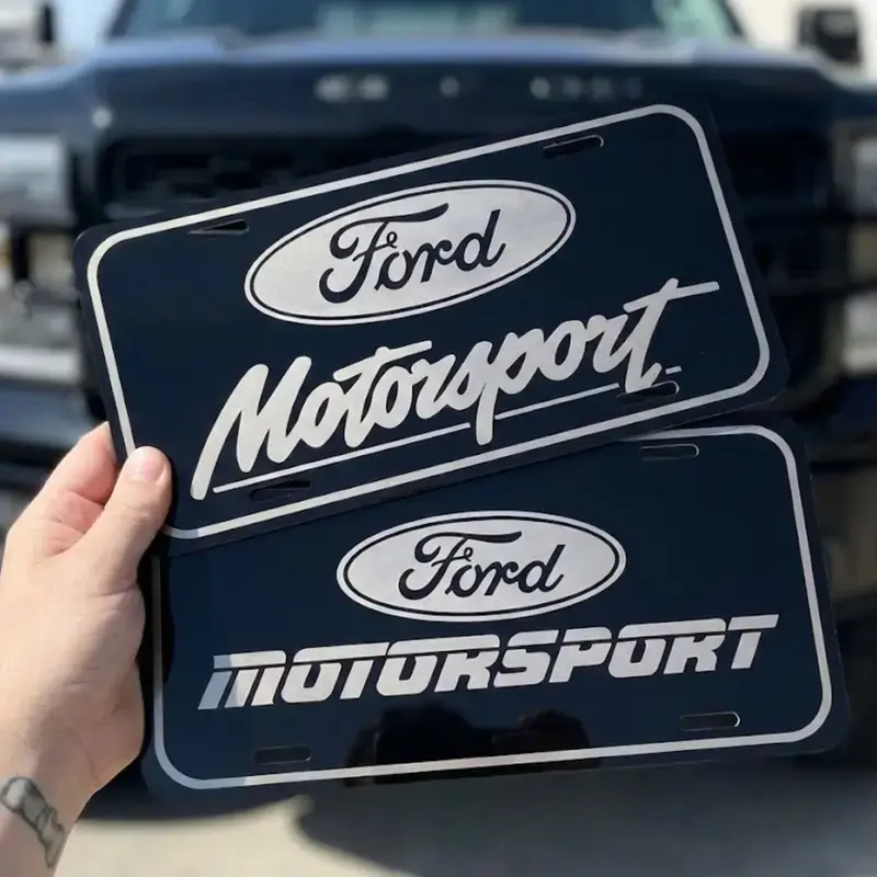 Ford Motorsport License Plate Black | Ford Racing Vanity License Plate | Aluminum Front Car Tag | Metal Auto Plate for Truck SUV Jeep | 12 x 6 Inch