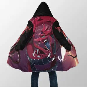 Yu Gi Oh Slifer The Sky Dragon Dream Cloak Coat, Anime Yu Gi Oh Men's Women's Hooded coat, Fleece Jackets Coats, Gift For Men And Women