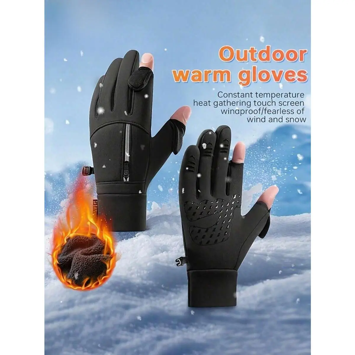 Outdoor Adventure Gloves with Touchscreen Compatibility & Weatherproof Protection with Touchscreen Tips & Secure Zipper Pocket