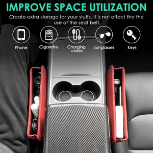 PU Leather Car Seat Gap Storage Box, Anti-Drop Seat Pocket Organizer, Tidy Car Interior Accessory for Cell Phones, Cards, Coins ()