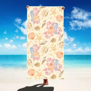 1pc Shell & Starfish Beach Towel Suitable for Women's Swimming Pool, Bathing Cape, Quick-Dry Absorbent Towel with Shellfish, Lightweight for Poolside, Seaside Use, Machine Washable