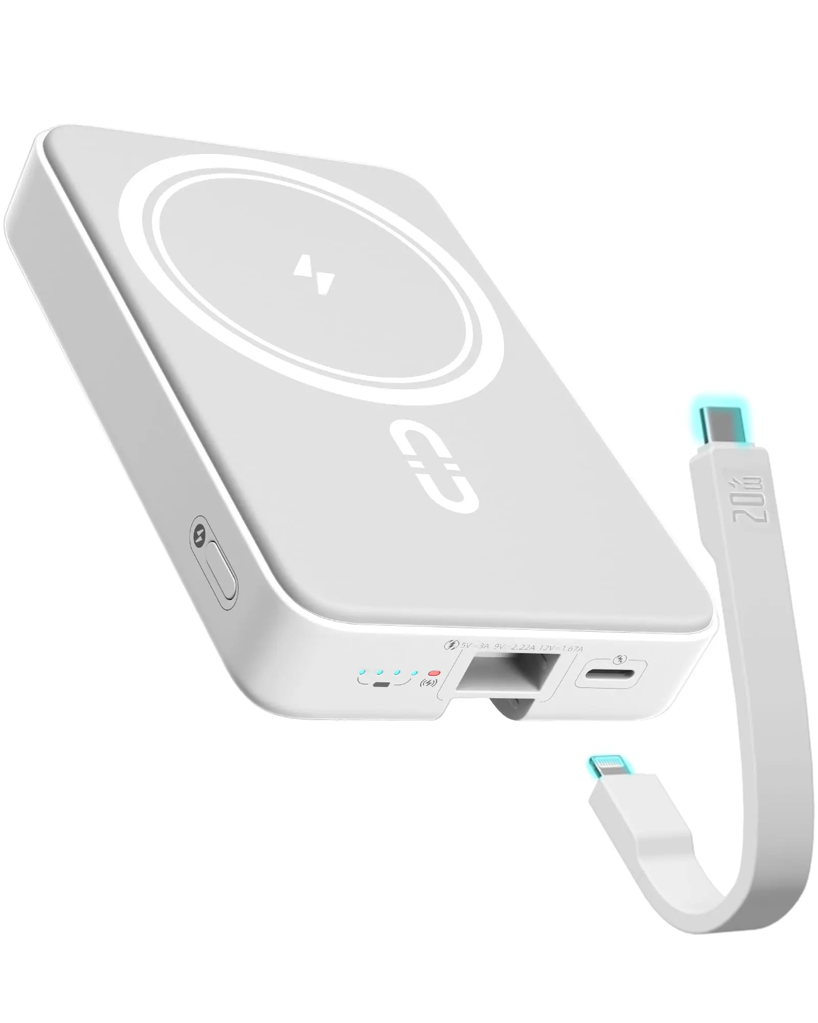 ROMOSS Portable Charger 10000mAh, Magnetic Wireless Charger with USB-C & Lighting Cable, Battery Pack for Magsafe 20W PD Fast Charging for iPhone 15/14/13/12