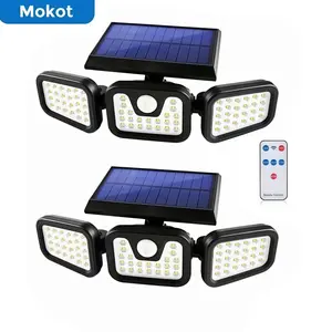 (2 Packs) Solar Outdoor Lights 2500LM 210LED SecurityLights,3 Heads Dimmable SpotLights with 3Modes,IP65 Waterproof 270° Wide-Angle Lighting for Patios Garages and Gardens & Gifts For Men