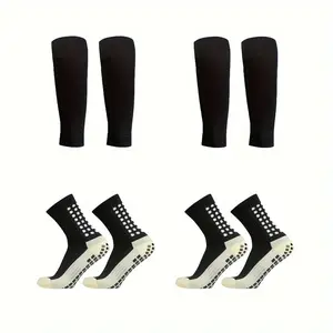 Men’s Anti-Slip Sports Socks & Soccer Football Set - Knee Pads, Calf Sleeves, Leg Warmers Included, 2/4/6/8 Pairs