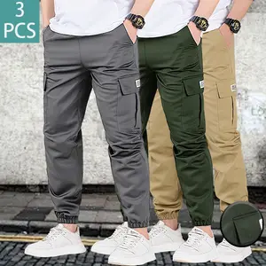 3pcs Men's Jogger Work Pants with Multi Pockets Casual Functional Tactical Trousers Athletic Menswear pantalones para hombre pants for men cargo pants for men