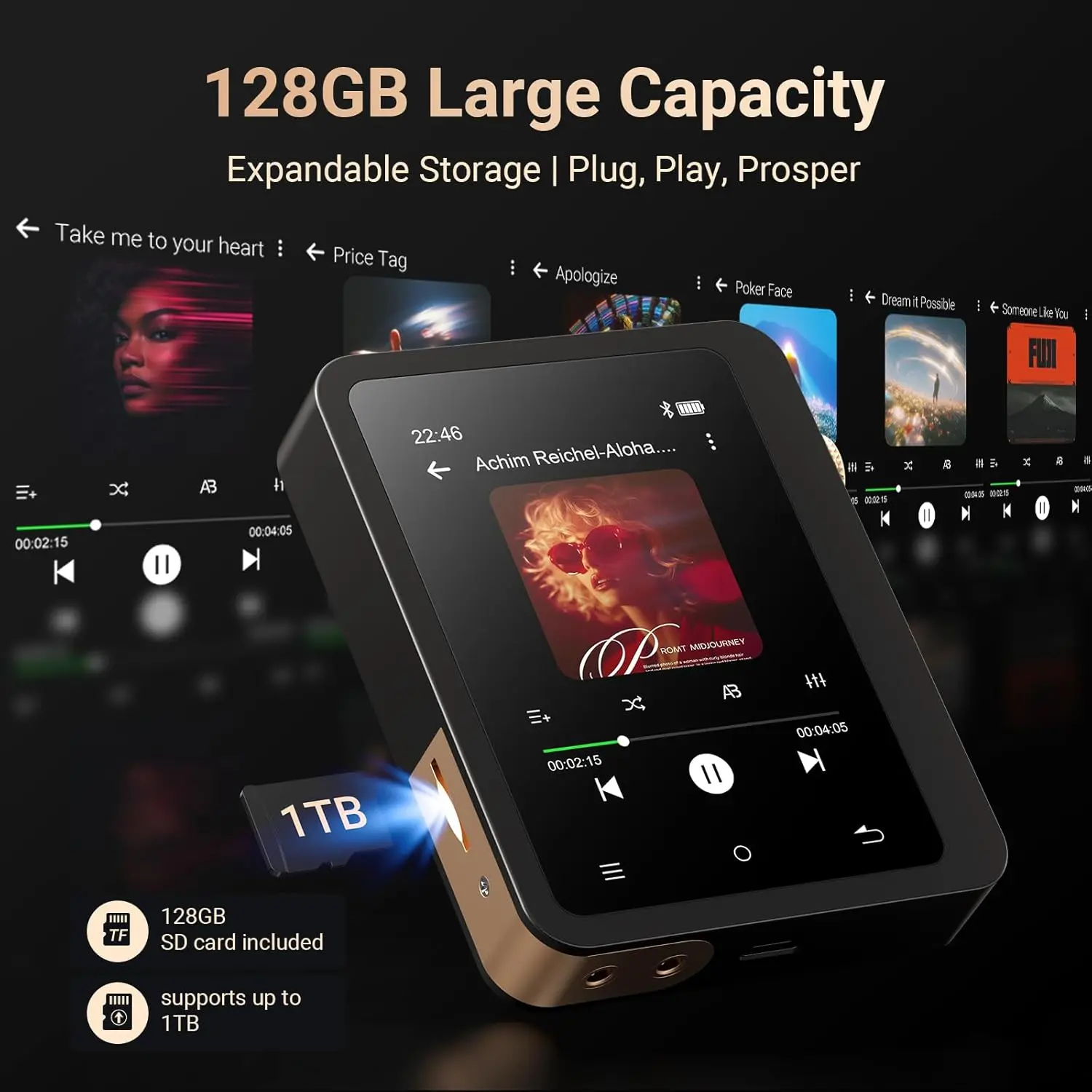 128GB HiFi MP3 Player with Bluetooth5.3 - MECHEN M33 High Res DSD