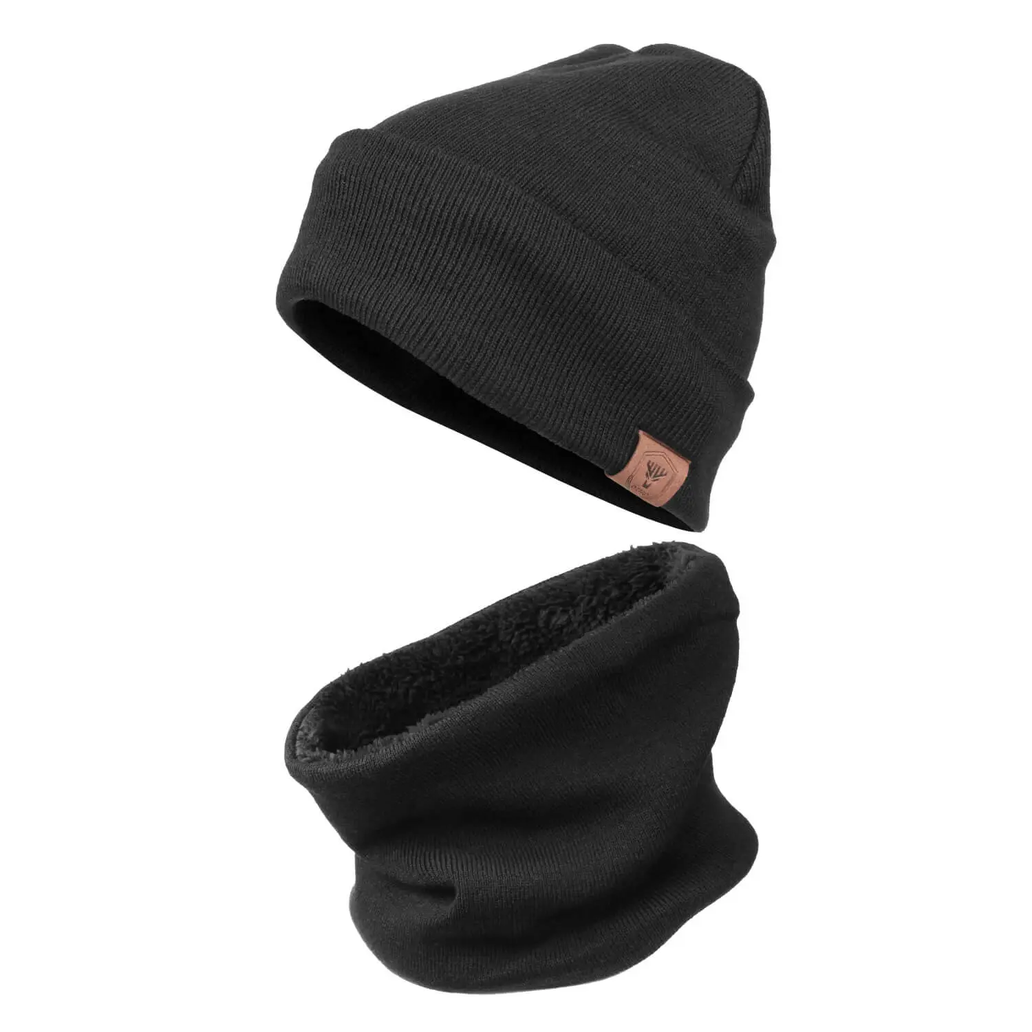 OZERO Winter Beanie Daily Hat - Thermal Polar Fleece Ski Stocking Skull Cap ,hermal Suit Hat Scarf two Piece Set Men Women Autumn Winter Outdoor Sports Thermal Suit