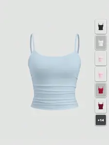 AESS Slim Fit Cami Top Sleeveless Adjustable Strap Y2K Going Out Party