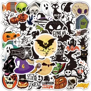 50pcs Halloween Pumpkin Horror Stickers Series, Perfect for Scrapbooks Journals Laptops Water Bottles Cars, Positive Message Gift Design