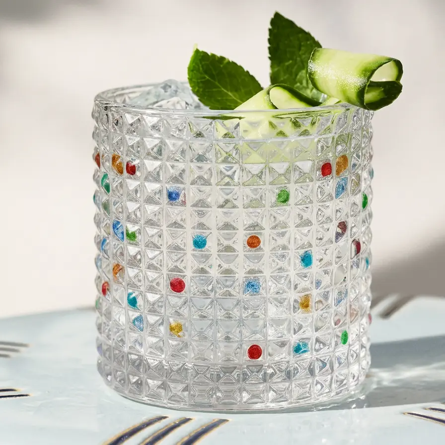 Square Hand-Painted Whiskey Glass 10oz
