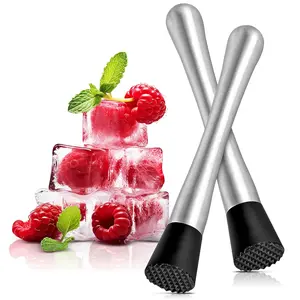 Stainless Steel Bar Muddler for Cocktails - 2Pcs Old Fashioned Cocktail Muddler for Lemonade Home Bar Supplies and Accessories Drink Muddler - 8" Old Fashion Ice Crushers Cocktail Muddler Set Lagarto