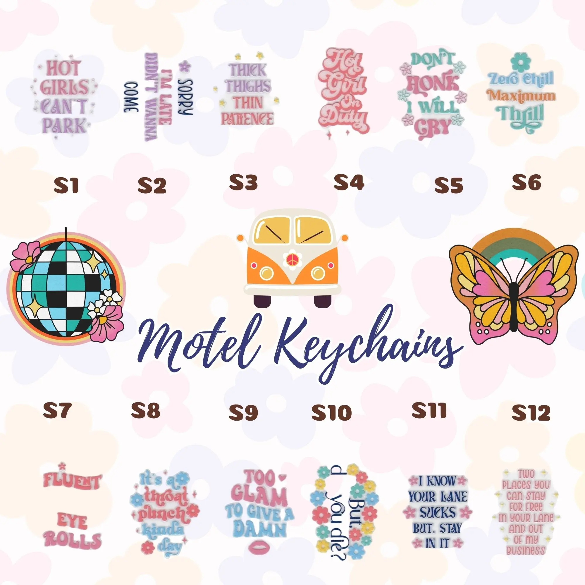Sassy Glam Girls Sarcastic Motel Keychains Sl-S12 Vintage Hotel Keychains with Classic Retro Designs for Travel Lovers and Collectors
