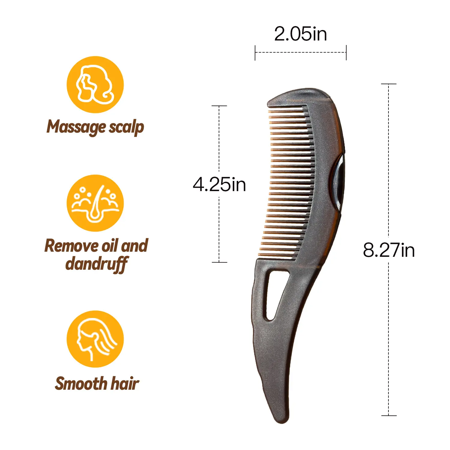 Hairbrush, Hair Comb Dandruff free, with Self-Cleaning Hollow Teeth ...