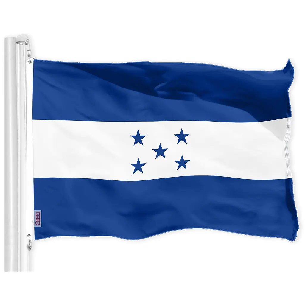 Honduras Flag 3x5 ft Printed 150D, Brass Grommets, Single-Sided, Not Embroidered