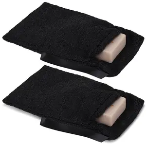 2PCS Exfoliating Soap Bag Saver Mesh Bar Scented Soap Lather Pouch for Women Men Foaming Shower and Bath Body Scrubber(Gray) Black Personal