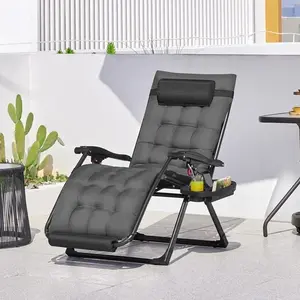 Costoffs XL Zero Gravity Recliner, 27.5-Inch Oversized Folding Lounge Chair with Padded Cushion & Side Tray,summervibes