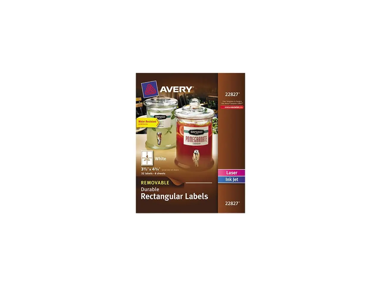 Avery Printable Blank Rectangle Labels, 3.5" x 4.75", White, 32 Customizable Labels (22827)