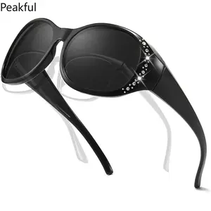 Fit Over Polarized Sunglasses – UV400 Protection, Stylish Oversized Frame with Shiny Accents, Anti-Glare Shades, Perfect for Prescription Glasses, Great for Driving, Outdoors & Everyday Wear