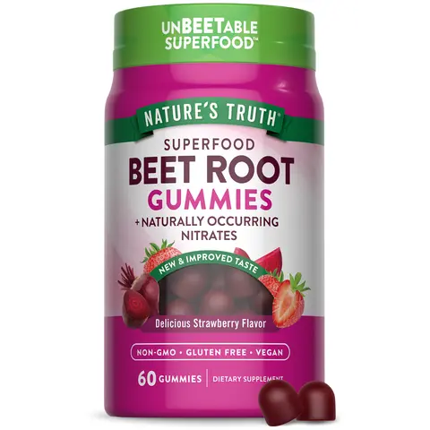 Nature's Truth Beet Root Gummies - with Black Pepper - Super Food - Strawberry Flavor - Vegan, Non-GMO & Gluten Free Supplement