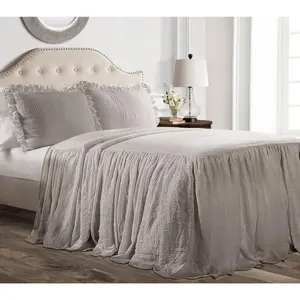 Ruffle Skirt Bedspread 3Pc Set Cal King by LushDecor