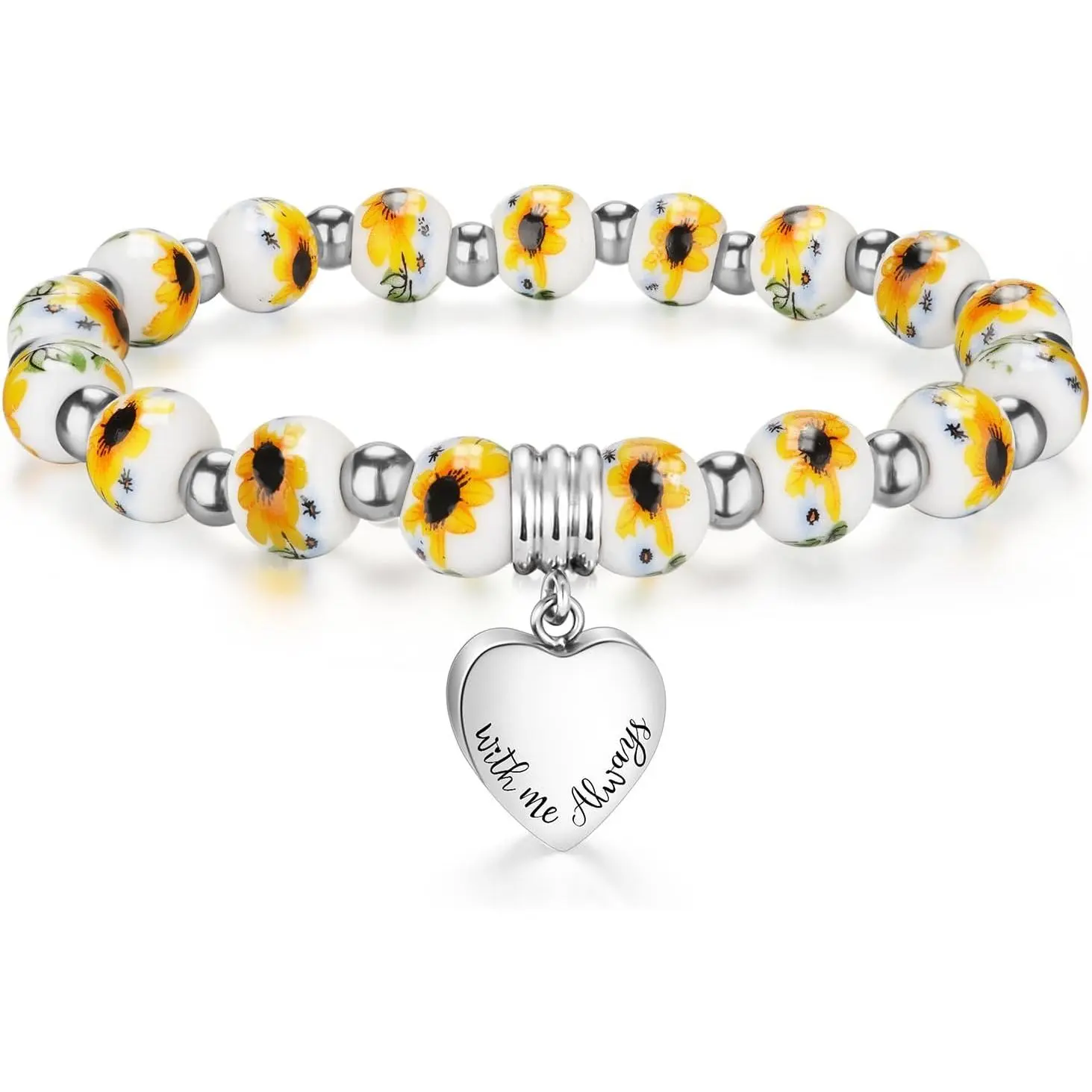 Heart Cremation Memorial Urn Bracelet 316L Stainless Steel   Urn Bracelet for Ashes for Women-With Me Always