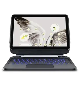 Dexnor for Google Pixel Tablet 11 inch (2023) Case with Keyboard, Floating Cantilever Stand Trackpad Backlit Keyboard with Stylus Holder Magnetic Detachable Case Compatible with Speaker Dock