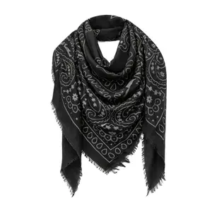 Fine Large Bandana Scarf-Black