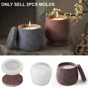 2 Piece Silicone Molds Set, DIY Candlestick & Flower Pot Molds, Resin Cement Concrete Craft Tools, Home Decor Handmade Containers, Handmade Crafts