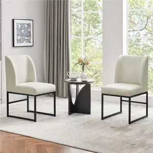Yaheetech Set of 2 Modern Dining Chairs, Fabric Dining Room Chairs Upholstered Armless Guest Side Chair Beige