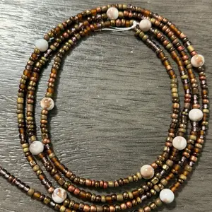 Marbled Carmel Dream Tie on waist beads