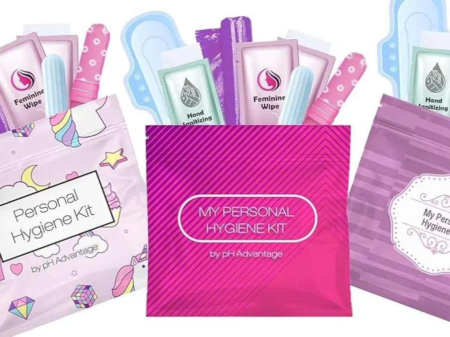 3 x Menstrual All-in-One Kits - Assorted Colors (Rainbow and Unicorns/Pink/Purple)