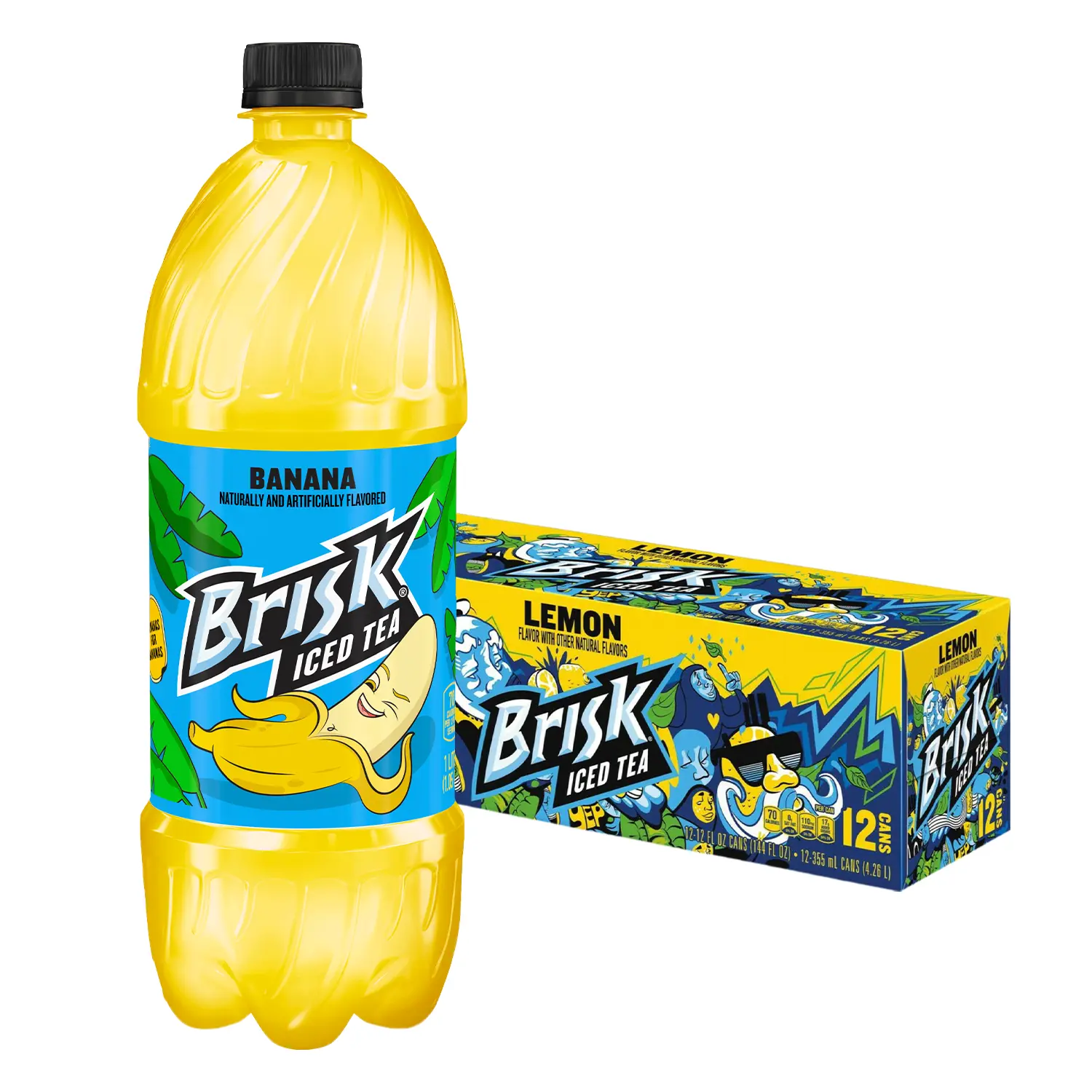 Brisk Banana Iced Tea 1L + Brisk Lemon Iced Tea 12-Pack Bundle
