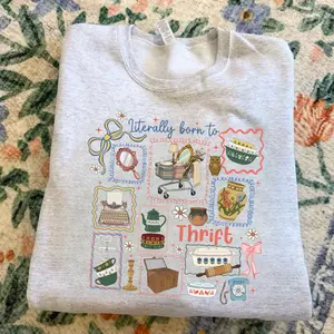 Vintage Born To Thrift Shirt, Thrift Shopping Graphic Tee, Cottagecore Grandma Core T-Shirt, Cozy Aesthetic Thrifter Shirt, Comfort Colors Unisex Tee, Gift for Thrift Lovers