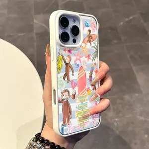 Magnetic Compatible Case for iPhone 17 16 E Pro Max 15 Plus 14 13 12 11 XS XR, Coquette Curious George Beach Party Style | Trendy, Silicone, Lightweight, Shockproof, and Girly Protection