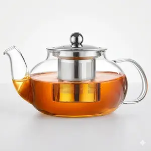Glass Teapot Stovetop 20 OZ/600ml, Tea pot with Removable 18/8 Stainless Steel Infuser, Borosilicate Clear Tea Kettle, Teapot Blooming and Loose Leaf Tea Maker Tea Brewer for Camping, Travel